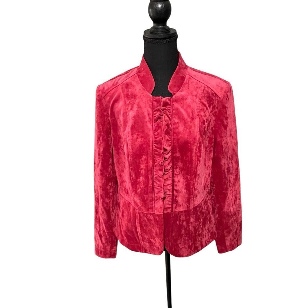 Kate Rosy Women’s Ruffle Military Blazer Red Size Large